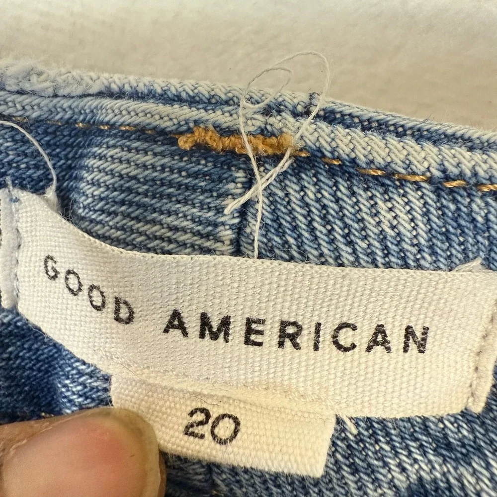 Good American 20W Plus Good Icon Denim Shorts Retro Distress Ripped Summer Beach - Picture 6 of 12